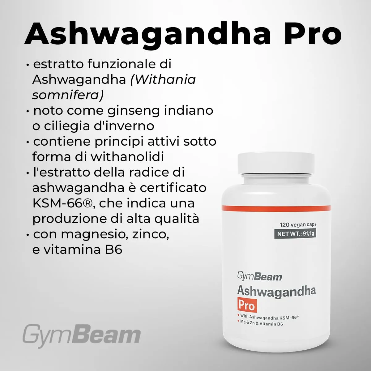 GymBeam Ashwagandha Pro capsule KSM-66 sonno stress