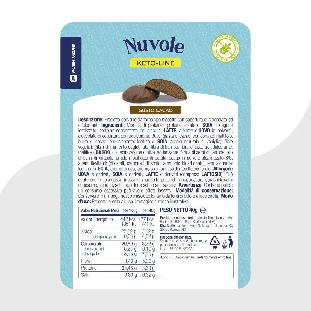Push More RIV Nuvole Cacao biscotti proteici 40 g low carb