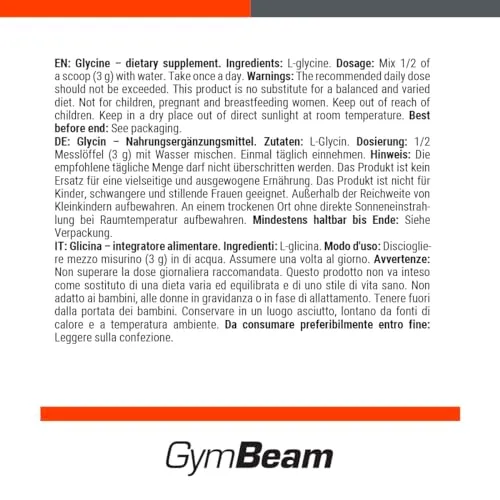 GymBeam Glicina polvere 250 g pura senza additivi