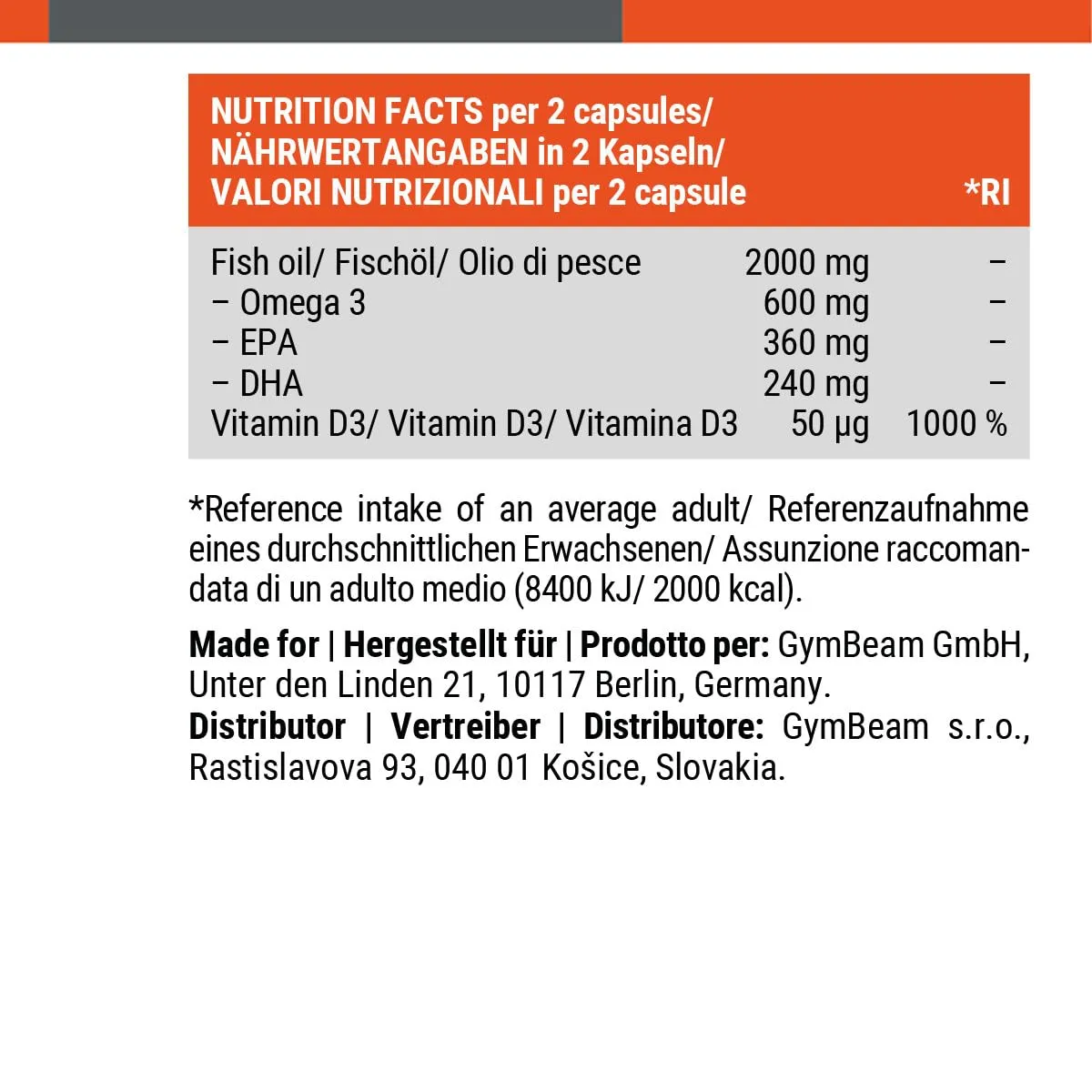 GymBeam Omega 3 Vitamina D3 Capsule 90 cps Cuore