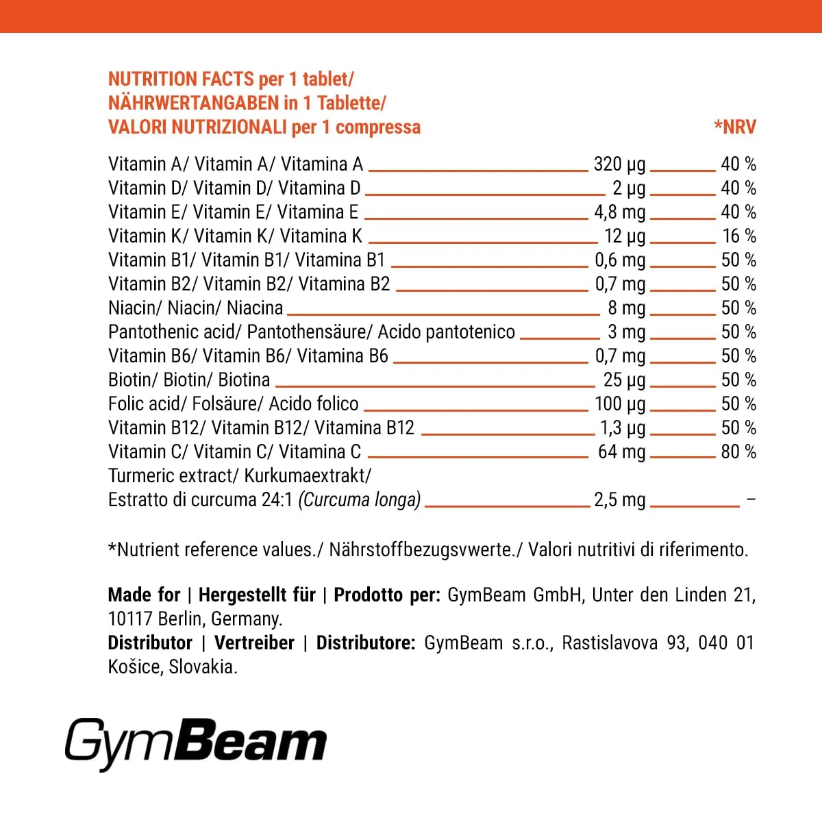 GymBeam Multivitaminico Bambini gommose 120 cps arancia