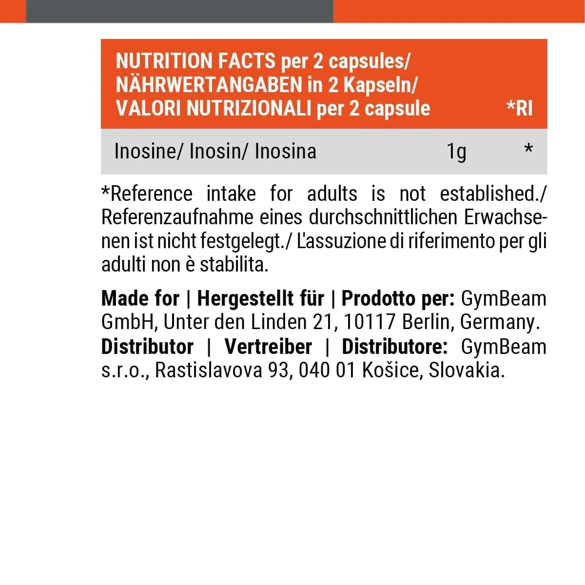 GymBeam Inosina capsule 120 cps pre-workout forza