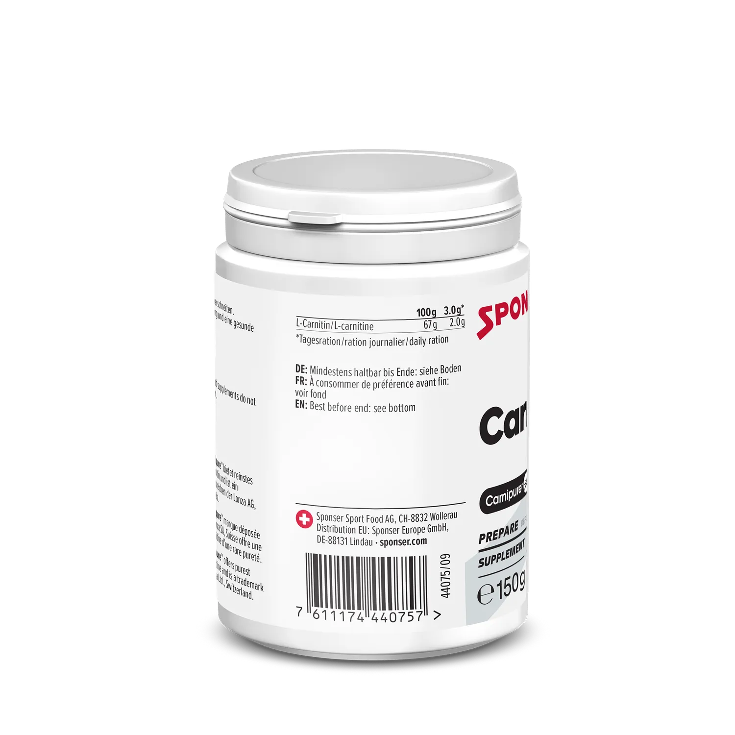 Sponser Carnipure Neutral L-carnitina polvere 150g pura