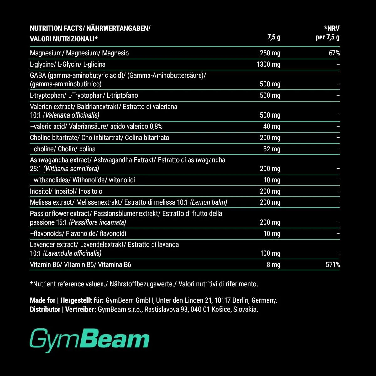 GymBeam Sleep & Relax Polvere 225 g Cocomero Magnesio