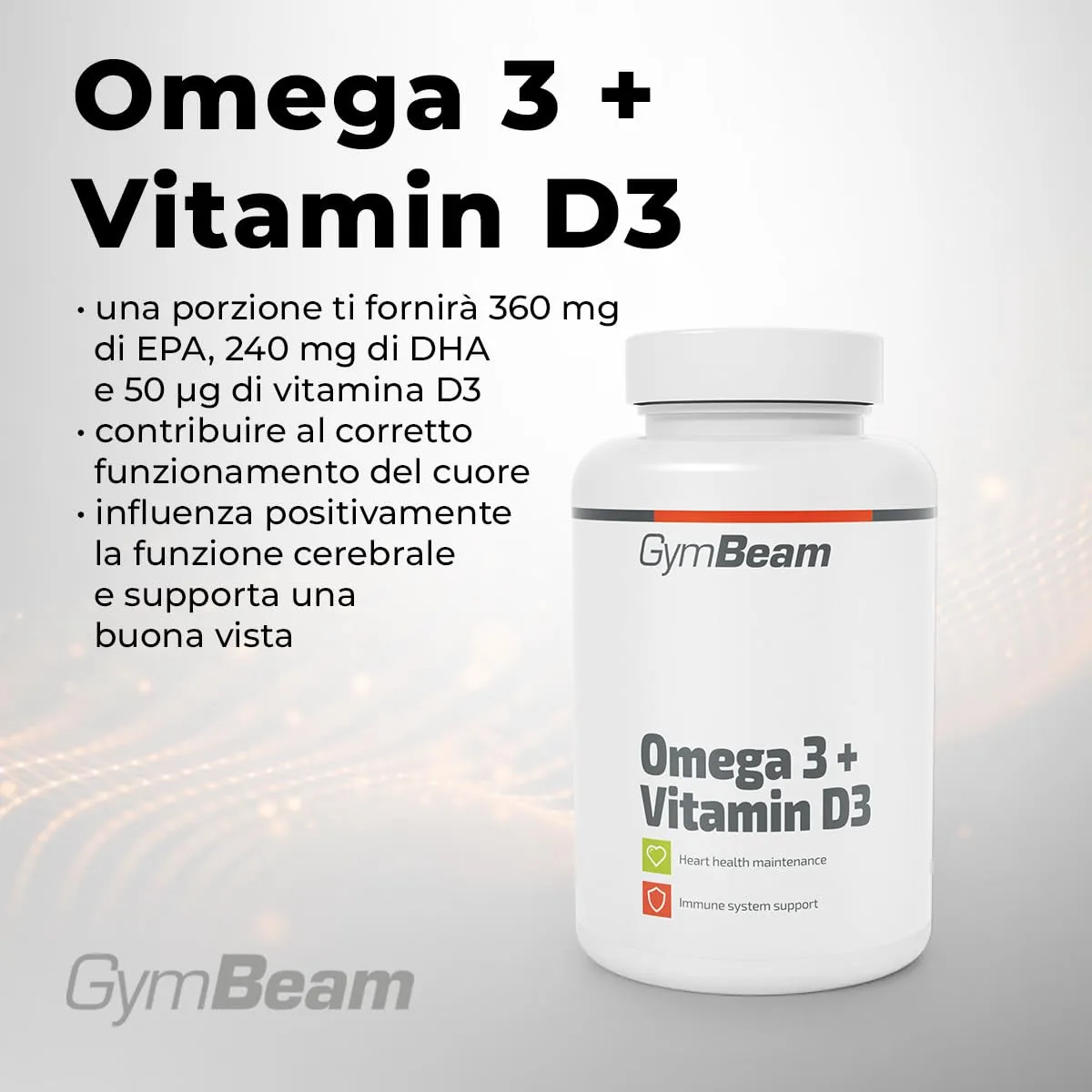 GymBeam Omega 3 Vitamina D3 Capsule 90 cps Cuore