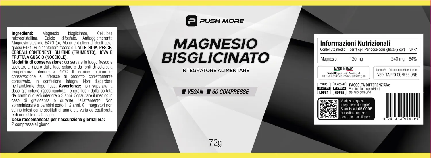 Push More magnesio bisglicinato 60 compresse 240 mg