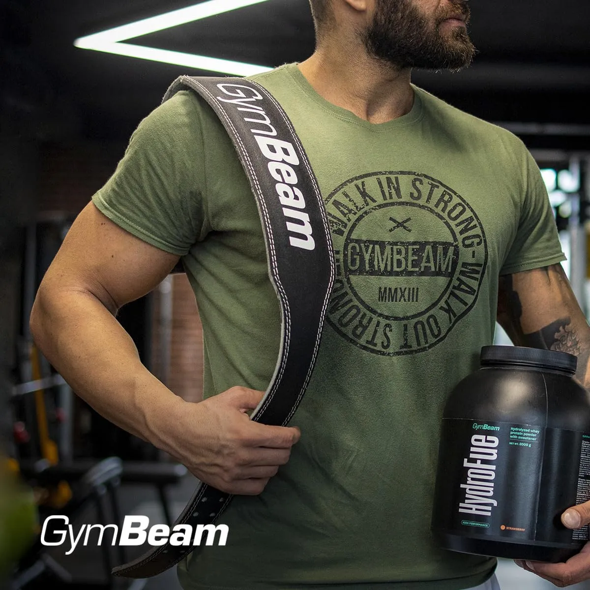 GymBeam Ronnie cintura palestra pelle imbottita