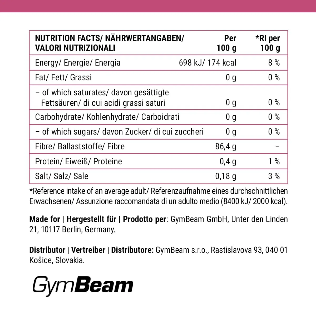 GymBeam Agar Addensante Vegetale 50 g Senza Zucchero