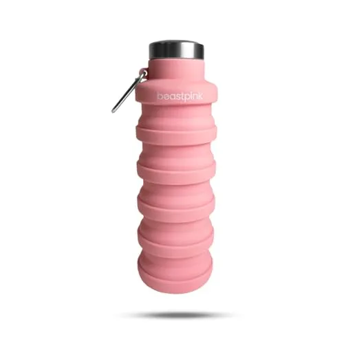 GymBeam Borraccia Pieghevole 500 ml rosa silicone senza BPA