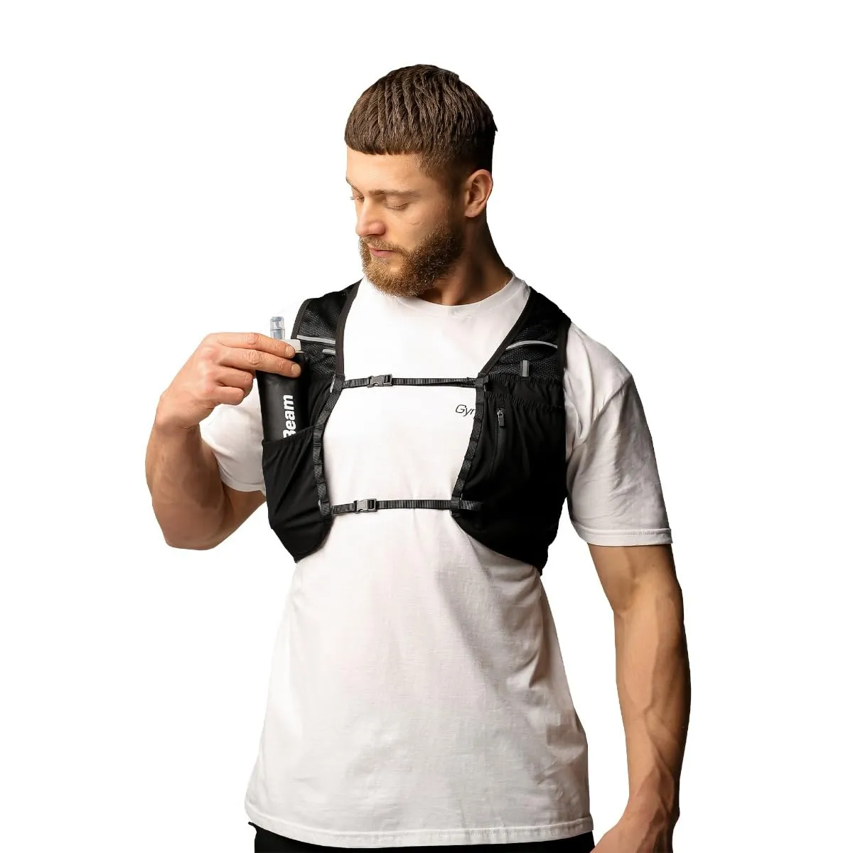 GymBeam Trail Gilet Running M/L con Tasche e Riflettenti