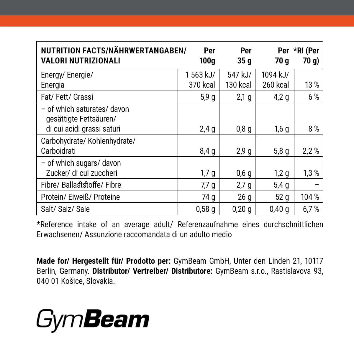 GymBeam Proteine di Riso 1000 g Cioccolato 79% Proteine