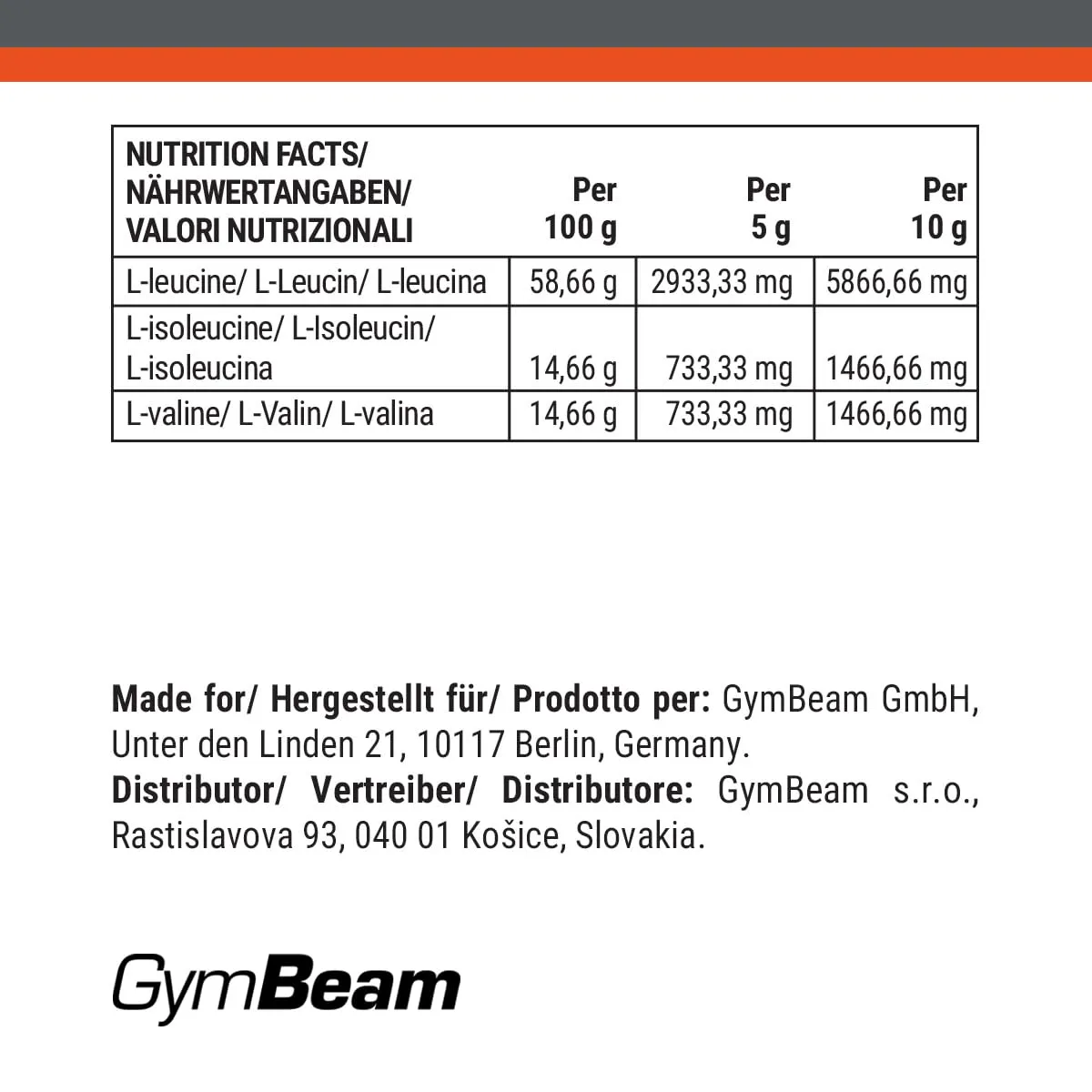 GymBeam BCAA 4:1:1 in polvere kiwi 250 g vegano