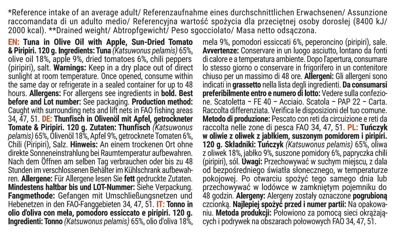 GymBeam Tonno Olio Oliva Mele Pomodori Secchi 120 g