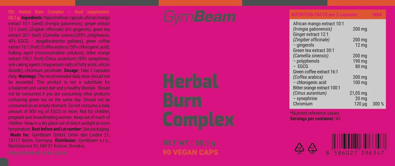 GymBeam Herbal Burn Complex bruciagrassi 60 capsule