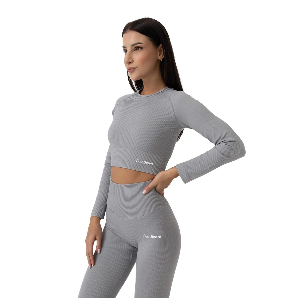 GymBeam Flo crop top coste donna maniche lunghe