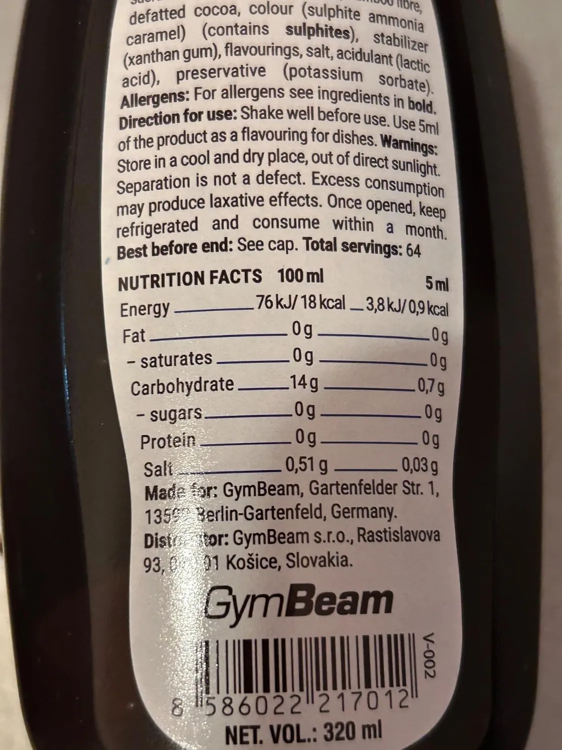 GymBeam Sciroppo Zero 320 ml Cookies Cream