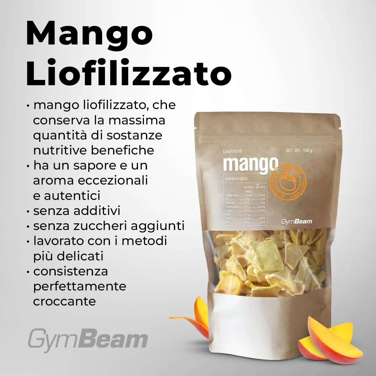 GymBeam Mango Liofilizzato frutta 100% frutta senza zuccheri