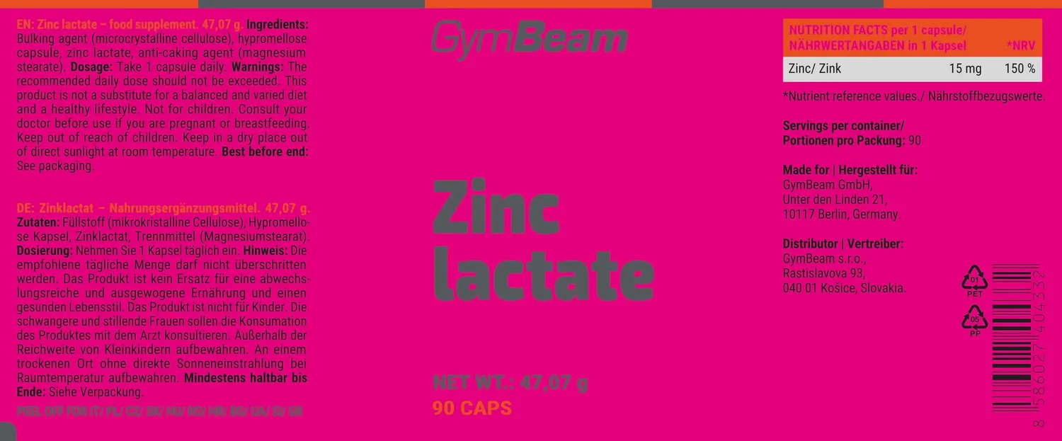 Gym Beam Lattato di Zinco capsule vegane 15 mg immunitarie