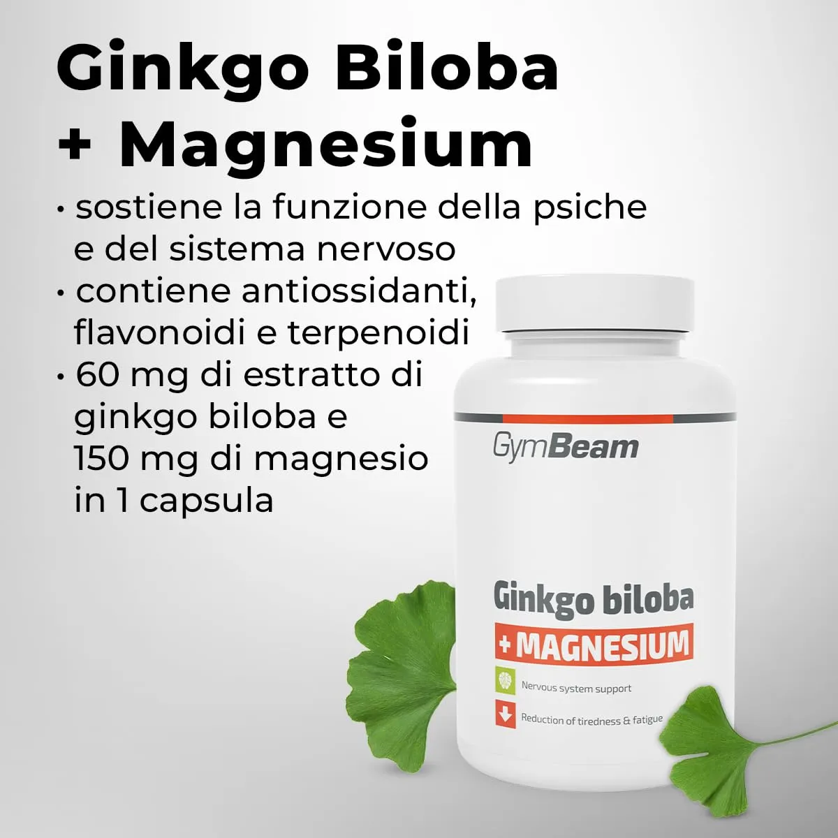 GymBeam Ginkgo Biloba e Magnesio capsule 90 cps anti fatica
