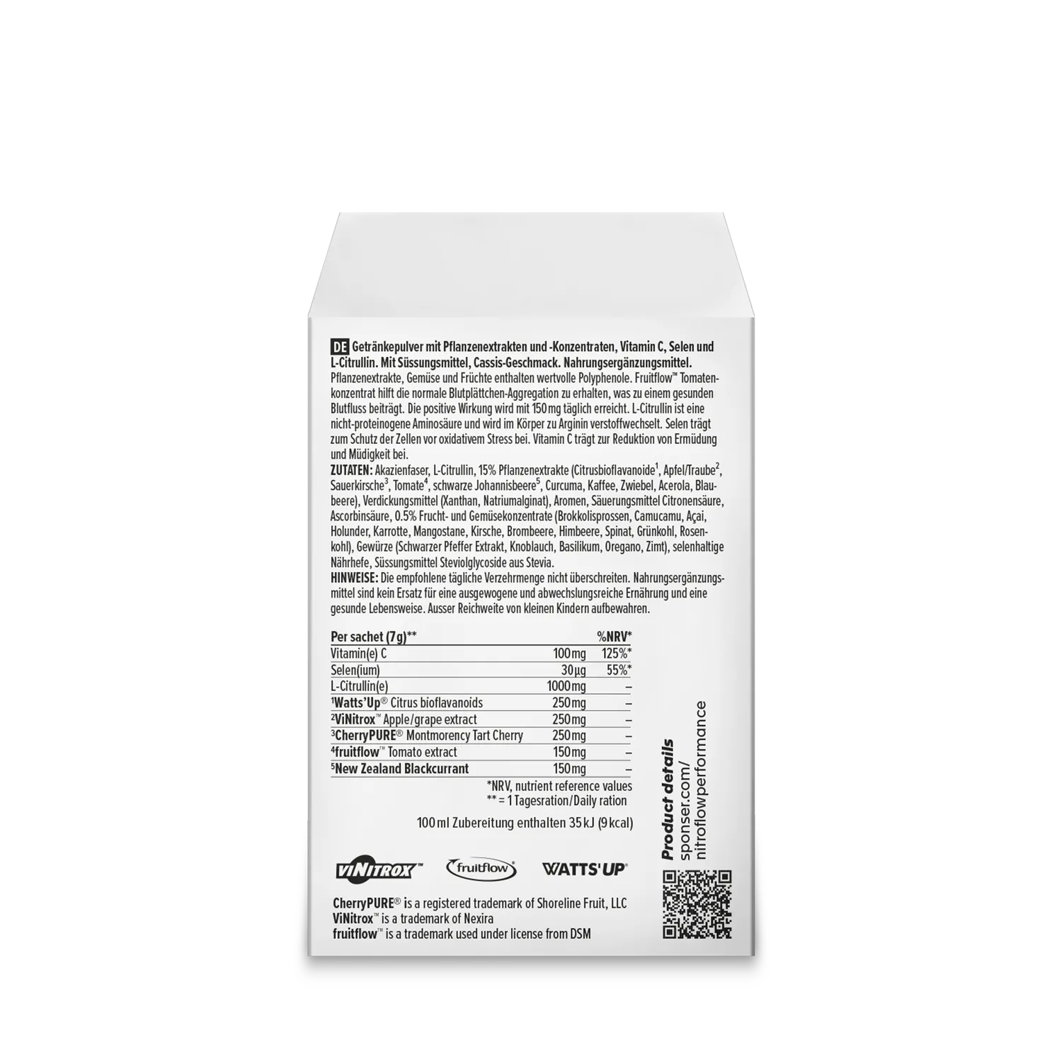 Sponser Nitroflow Performance integratore ribes nero 10x7 g ossido nitrico