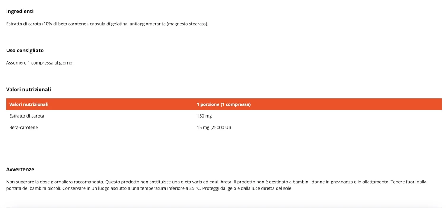 GymBeam Beta Carotene Capsule 60 cps Estratto Carota