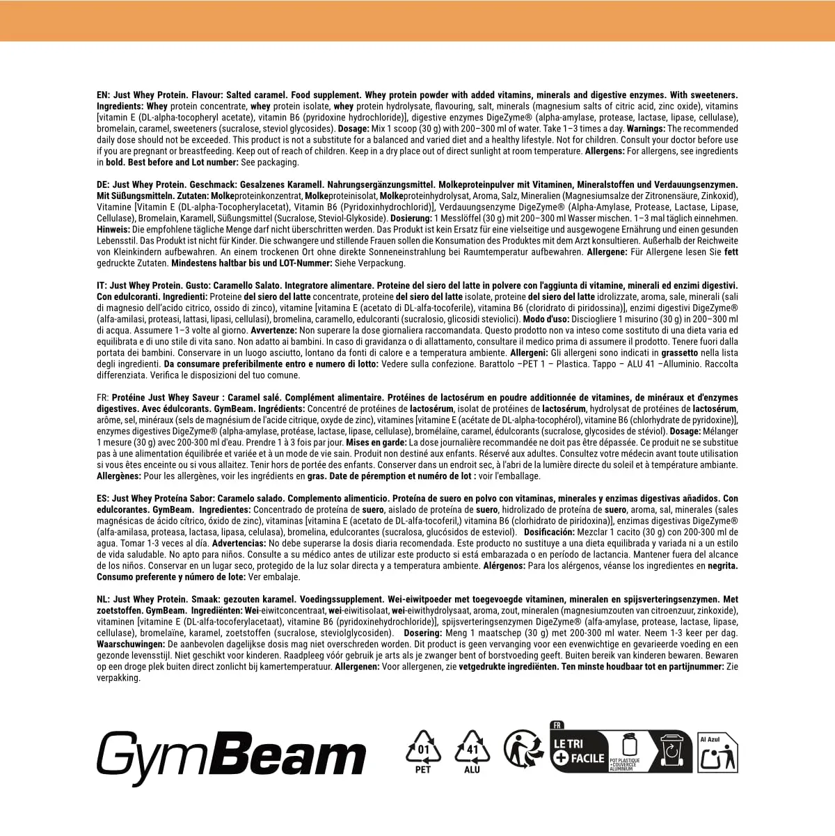 GymBeam Just Whey proteine 1000 g caramello salato