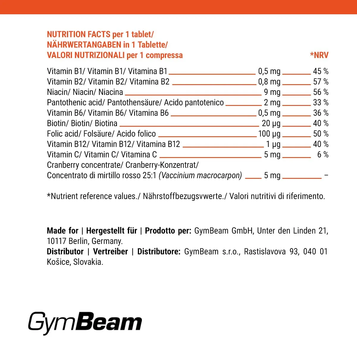 GymBeam B-Complex masticabili 120 cpr albicocca