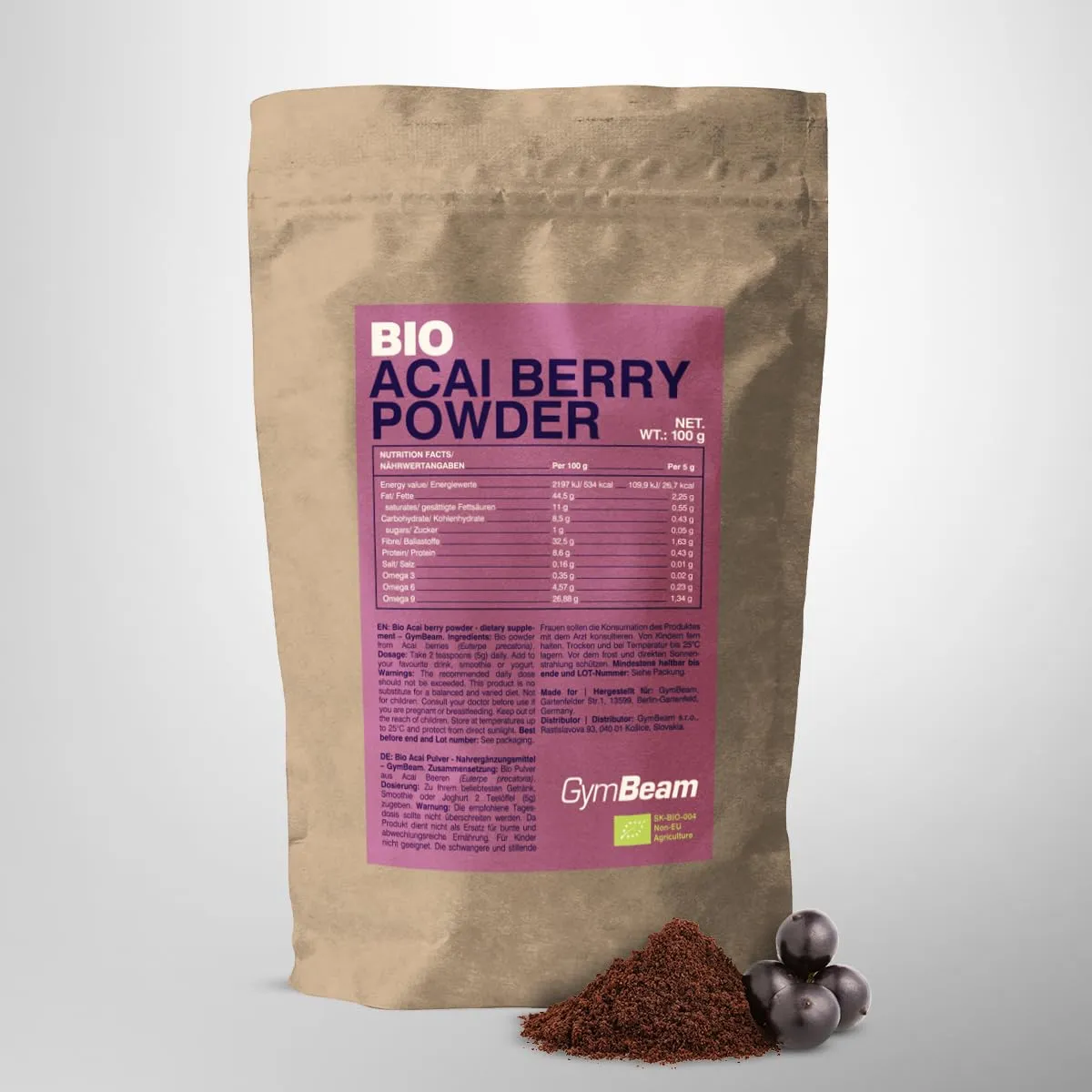 GymBeam Acai Bio polvere 100 g vegana