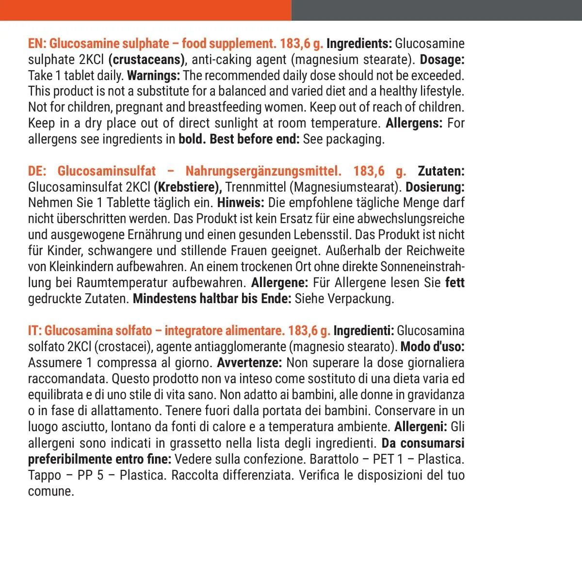 GymBeam Glucosamina Solfato capsule 120 cpr articolazioni