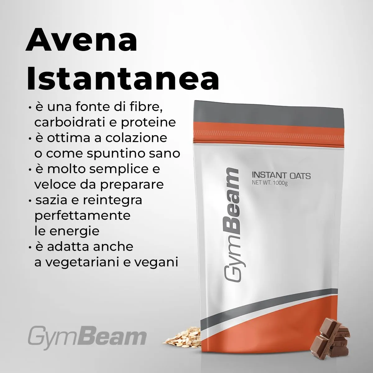 GymBeam Avena Istantanea farina 1000 g chocolate