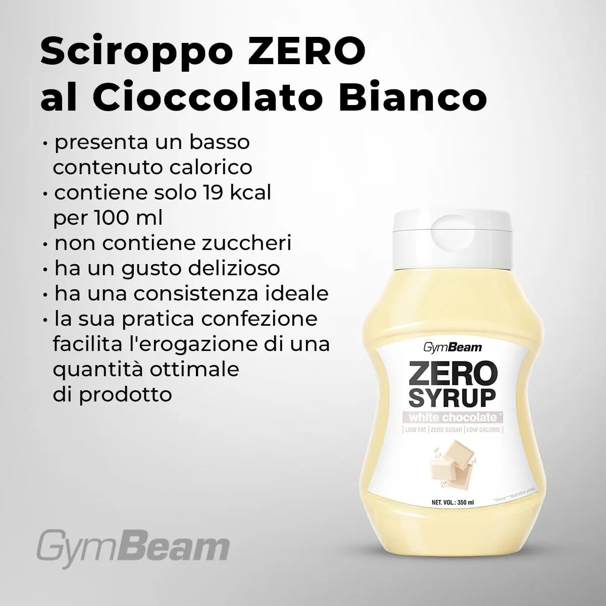 GymBeam Sciroppo Zero white chocolate 350 ml