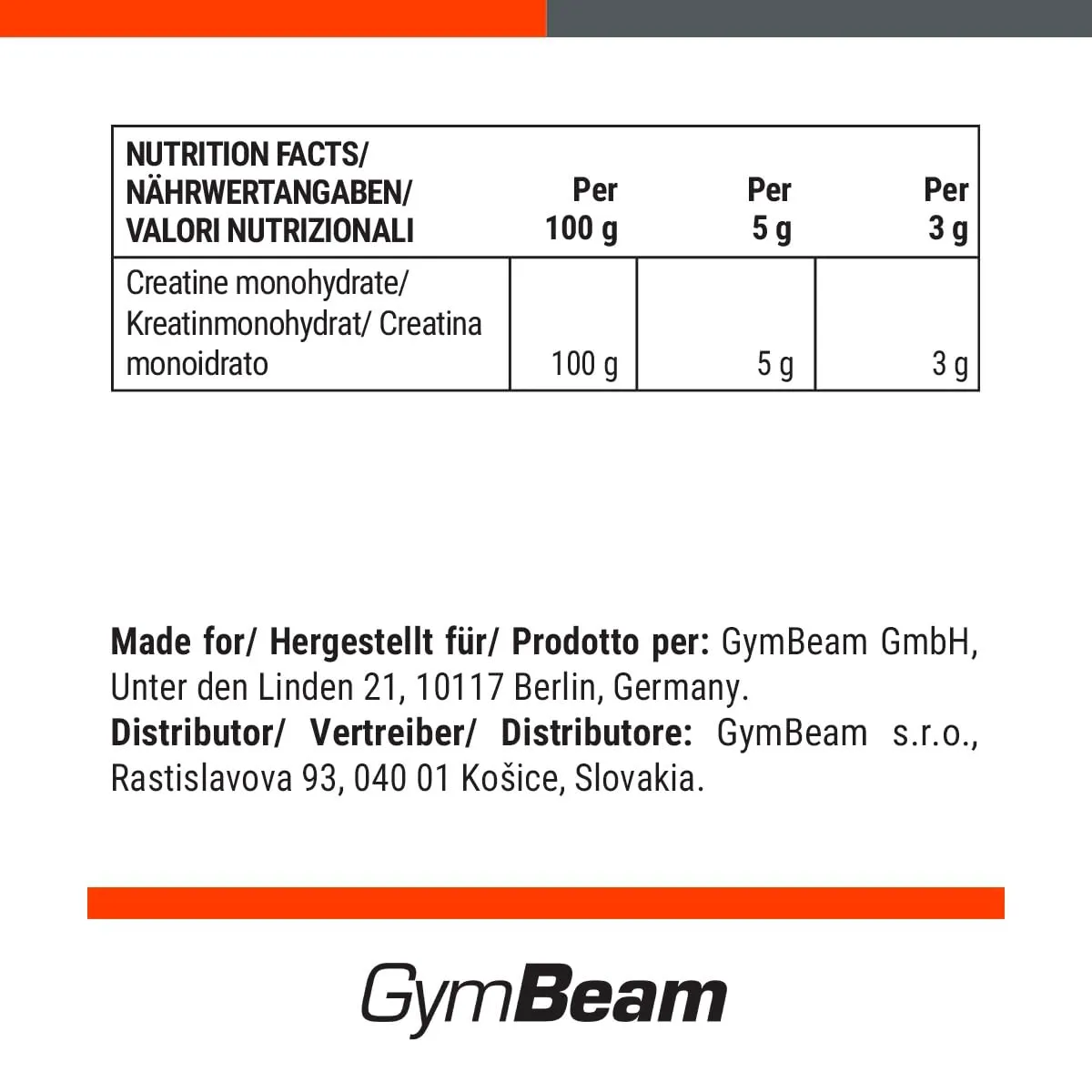 GymBeam Creatina Monoidrato polvere 1000 g neutra solubile