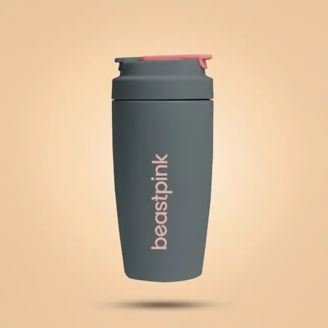 GymBeam BeastPink Bicchiere Termico con Cannuccia 500 ml Acciaio