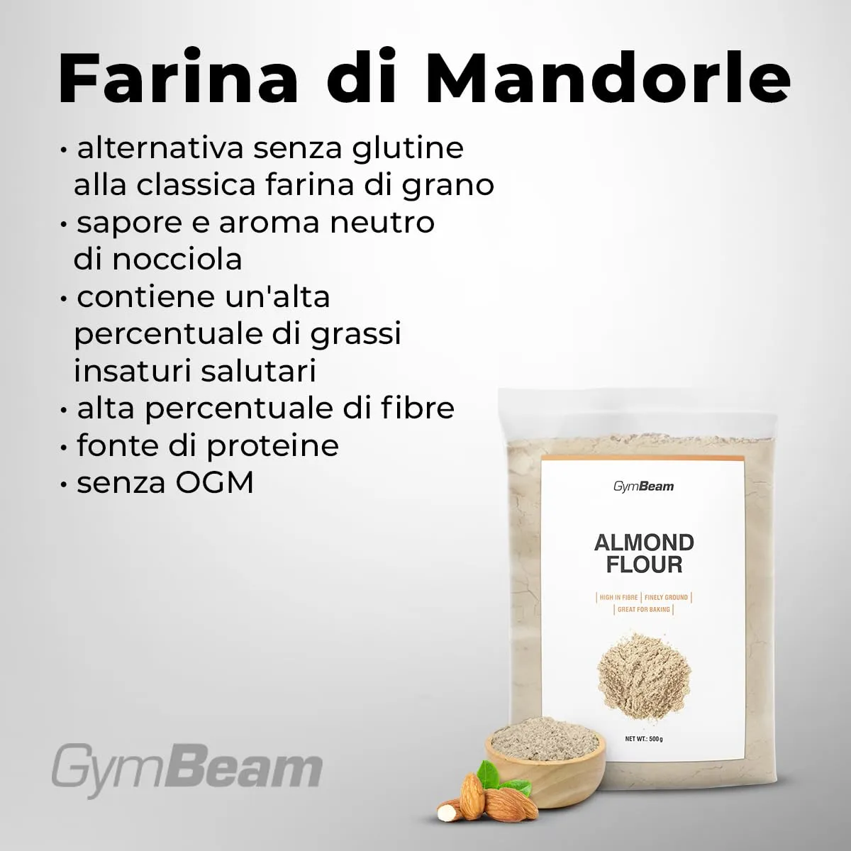 GymBeam Farina di Mandorle 500 g senza glutine proteica
