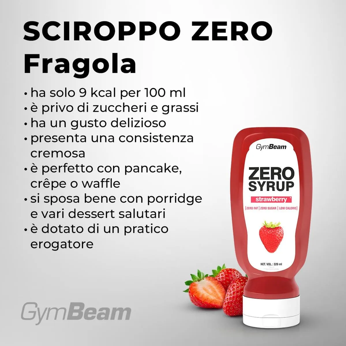 GymBeam Zero Sciroppo Fragola 6x320 ml Senza Zucchero