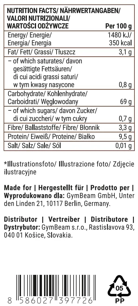 GymBeam Riso Nero Jasmine Bio riso 500 g