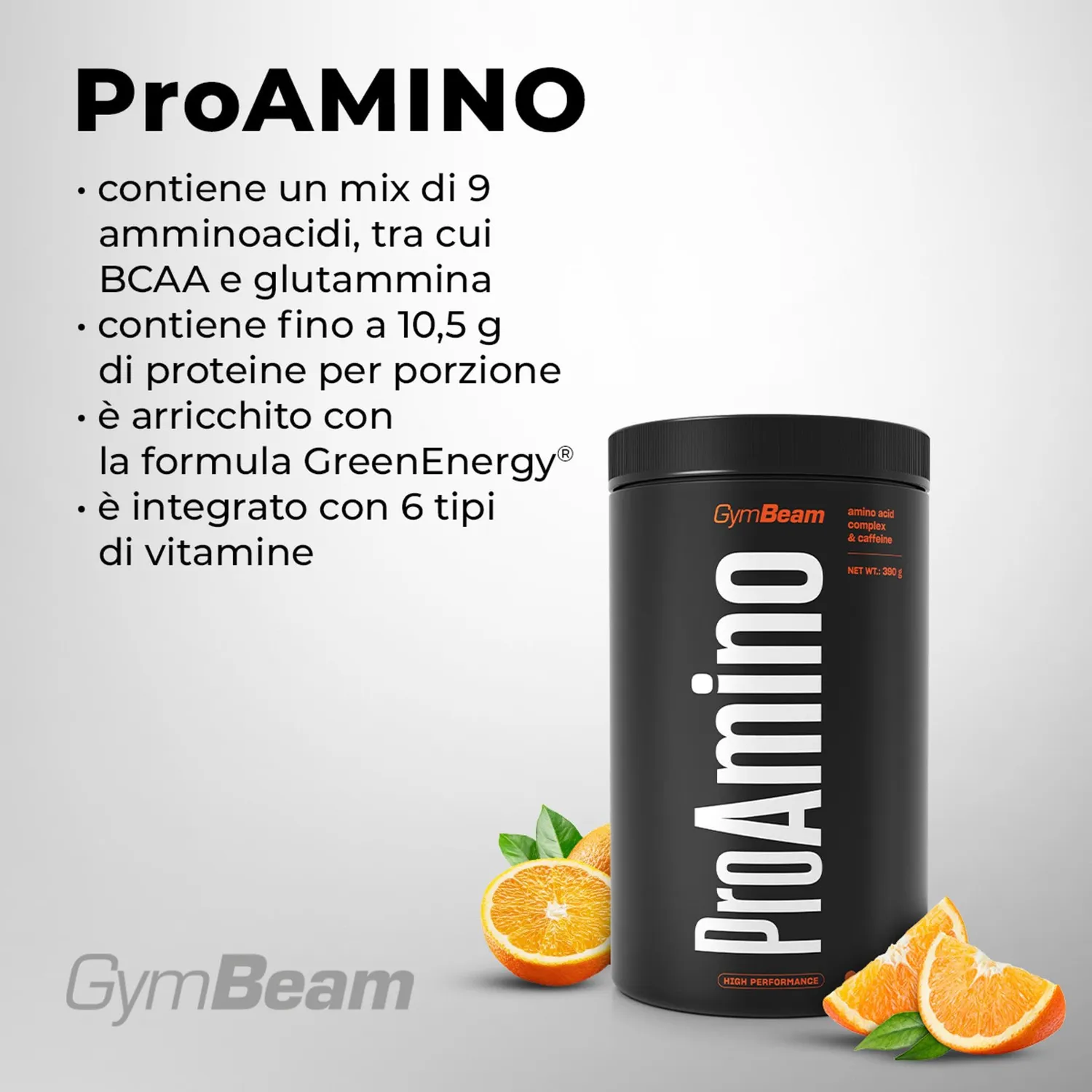 GymBeam ProAmino EAA polvere 390 g arancia energia