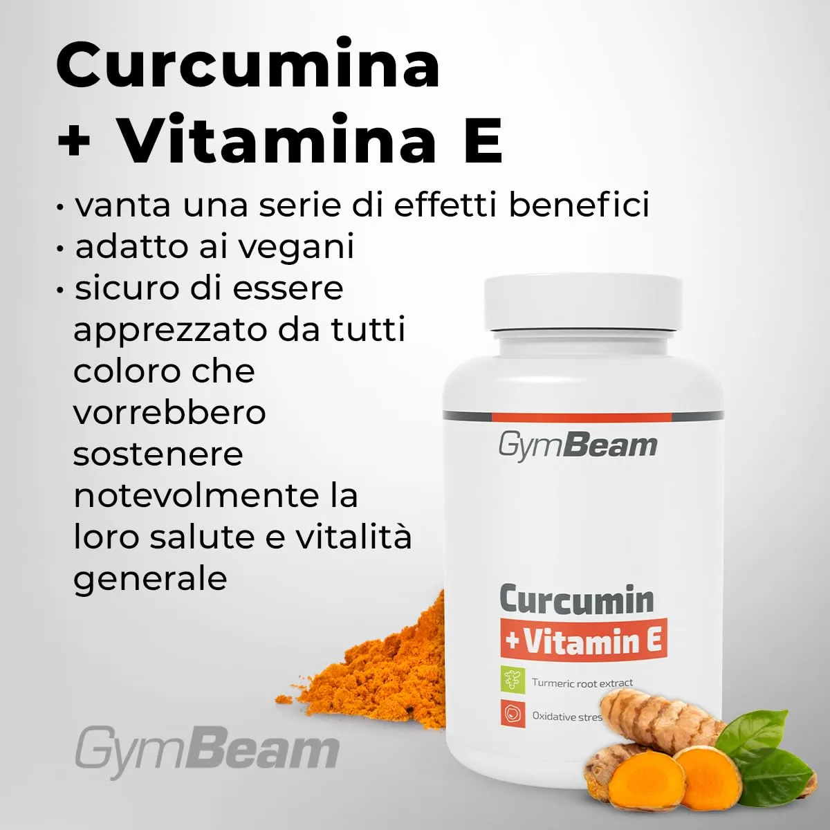 GymBeam Curcumina + Vitamina E Capsule 90 cps Antiossidante