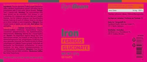 GymBeam Gluconato Ferroso Ferro 90 Capsule Energia
