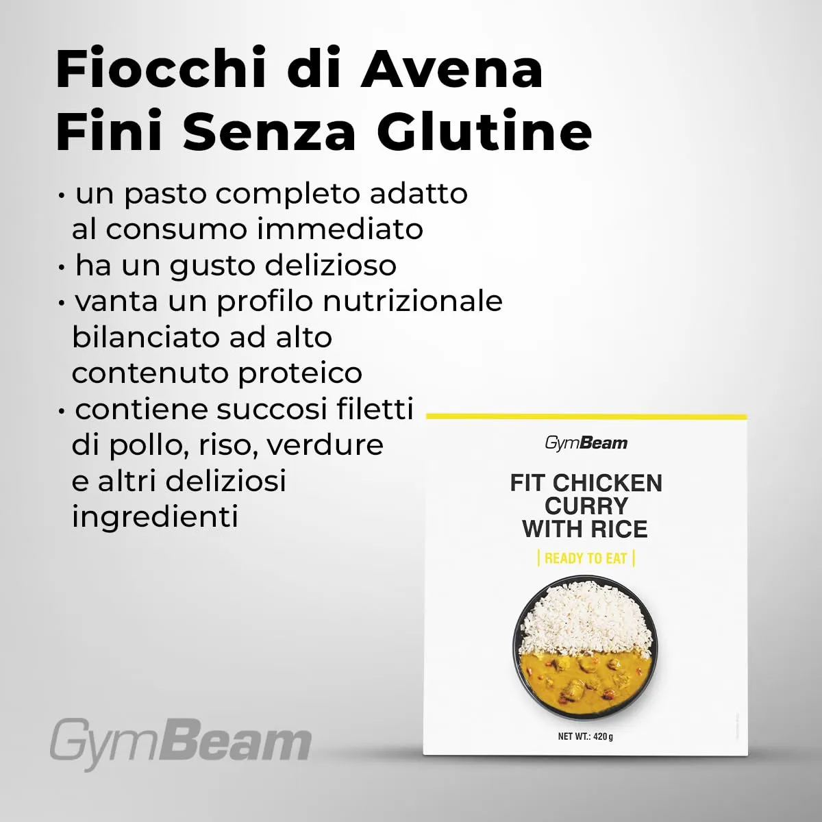 GymBeam FIT Ready to Eat pollo curry riso 420g proteico