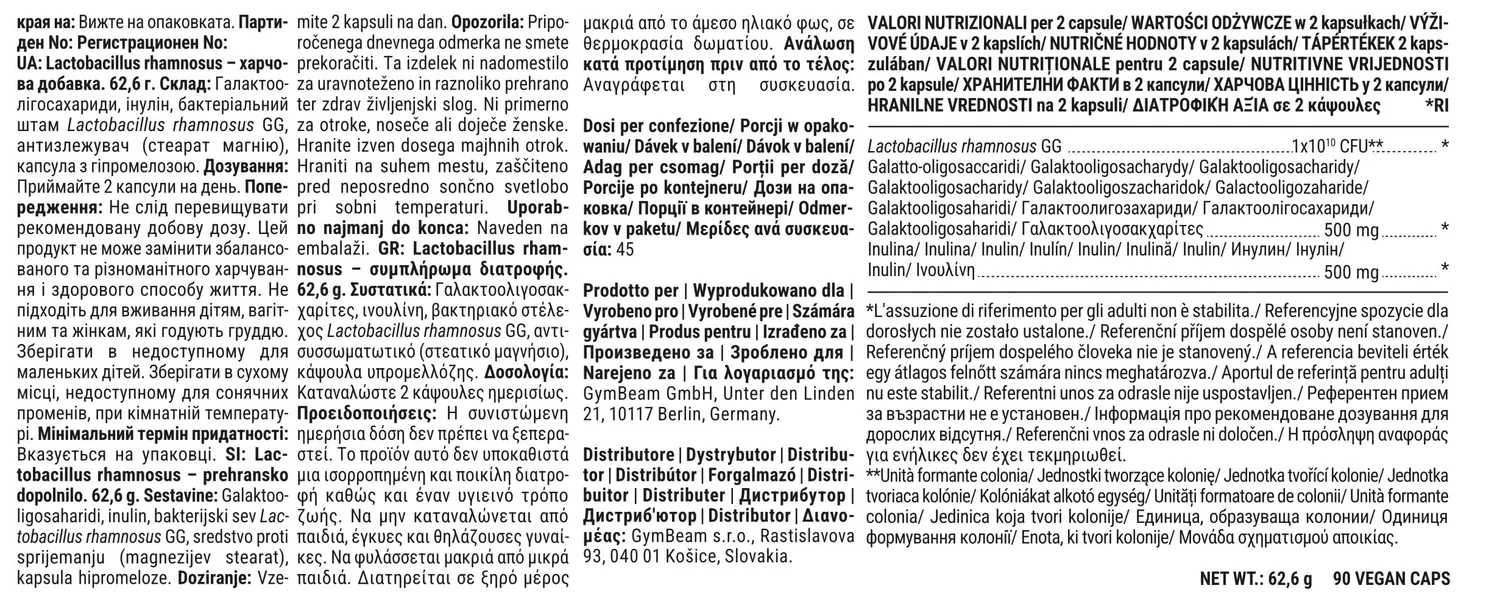 GymBeam Lactobacillus Rhamnosus probiotico 10 miliardi