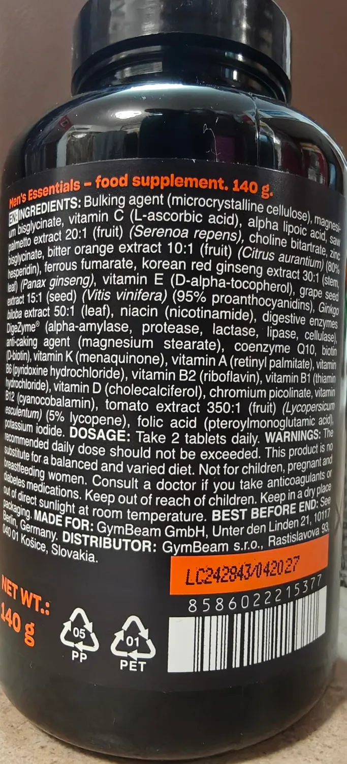 GymBeam Multivitaminico Uomo 120 cpr 27 Attivi Energia