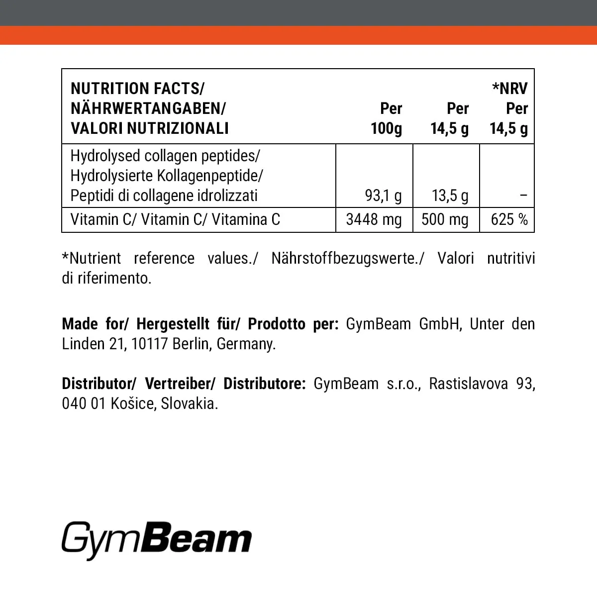 GymBeam RunCollg Collagene Polvere Mango-Maracuja Vitamina C