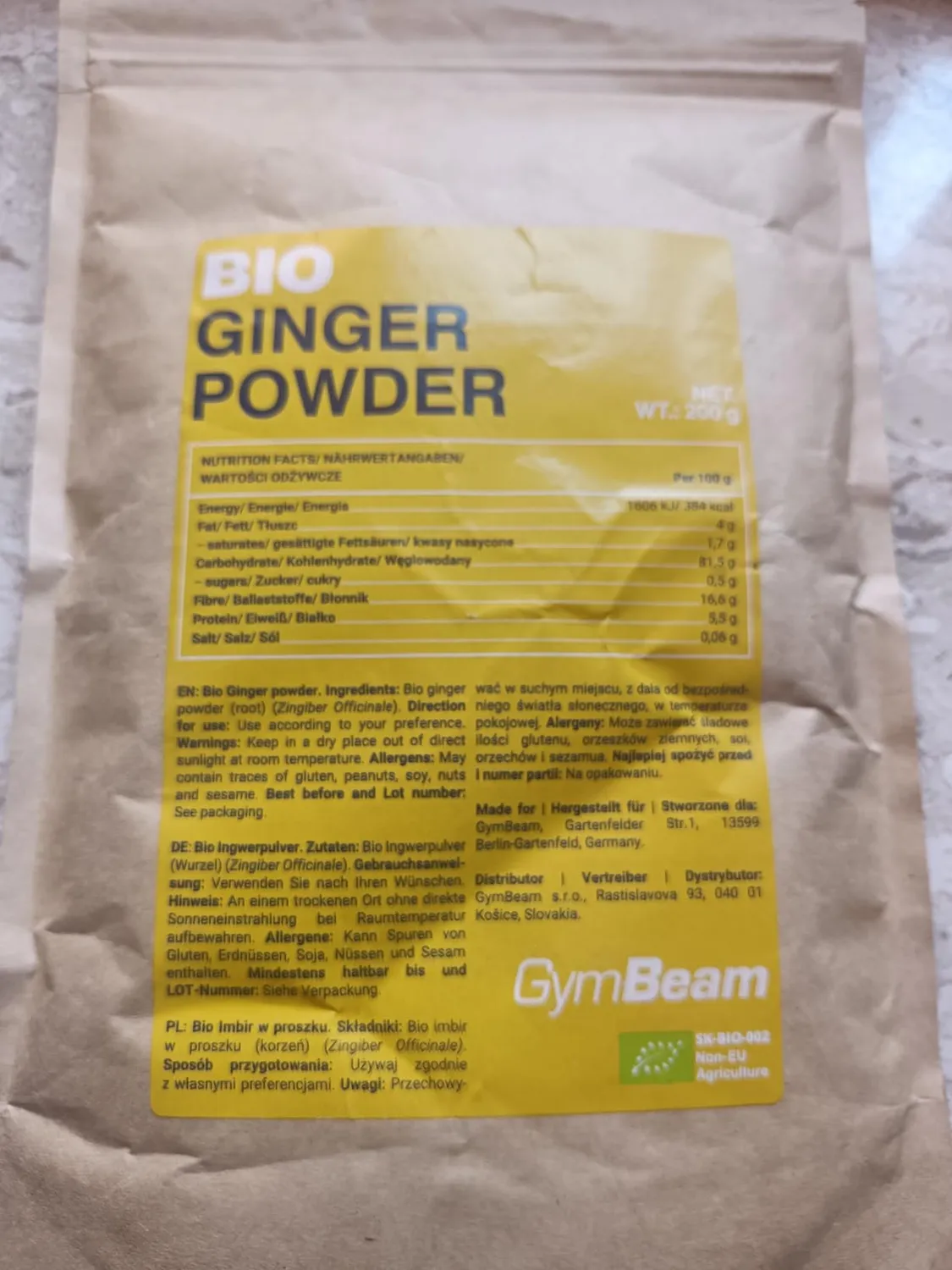 GymBeam Zenzero in Polvere BIO 200 g pungente