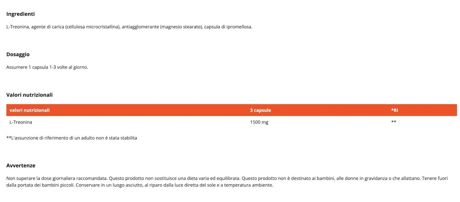 GymBeam L-Treonina capsule 120 pz aminoacido essenziale