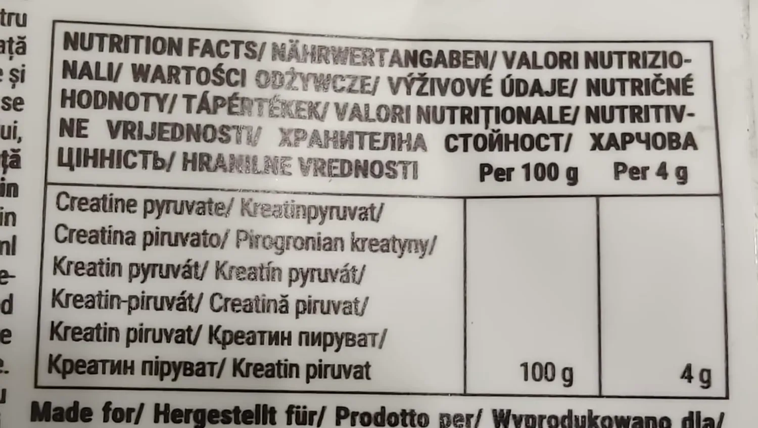 GymBeam Creatina Piruvato Polvere Prestazioni Alta Qualità
