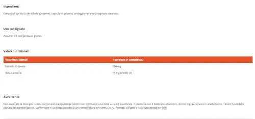GymBeam Beta Carotene Capsule 60 cps Estratto Carota