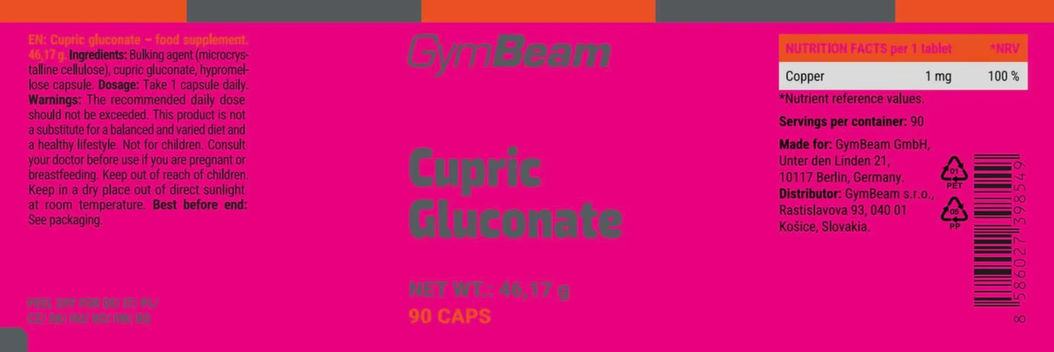 GymBeam Gluconato di Rame capsule 90 cps alta biodisponibilità