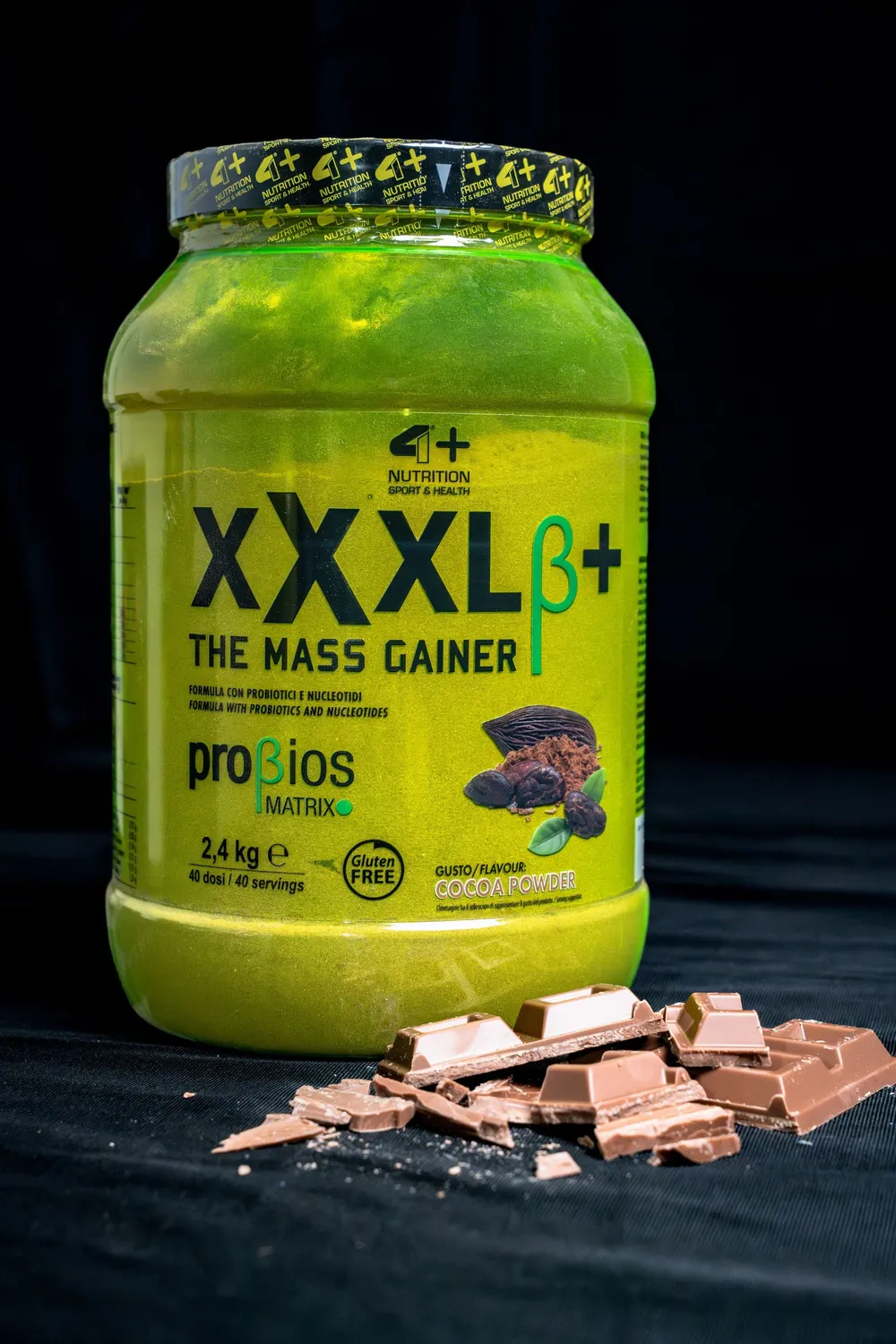 4 Plus Nutrition XXXLβ+ Gainer Massa 2,4 Kg Cacao Palatinose