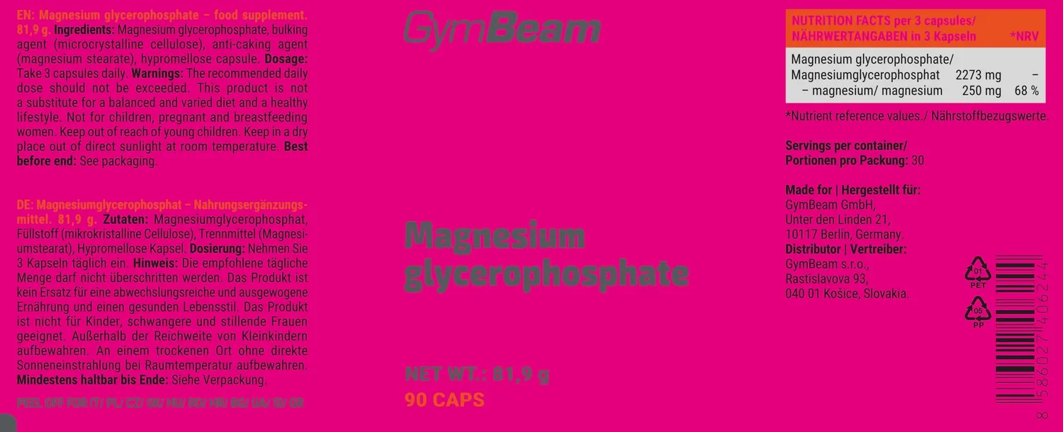 GymBeam Magnesio Glicerofosfato capsule alta biodisponibilita